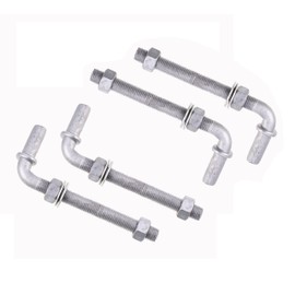 Dailydanny J-Bolt Post Hinge with 5/8" Hinge Pin Galvanized Post Gate Hinge for Chain Link Fence, Washers & Nuts Included (6" (4 Pcs))