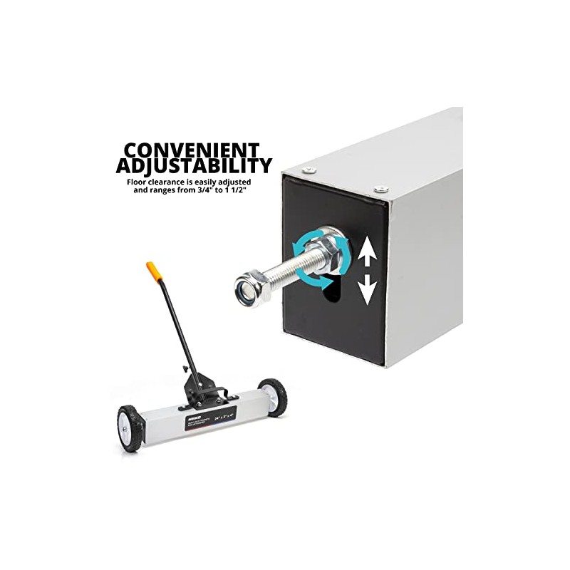 NEIKO 53416A 24” Rolling Magnetic Sweeper with Wheels, 50 Pound
