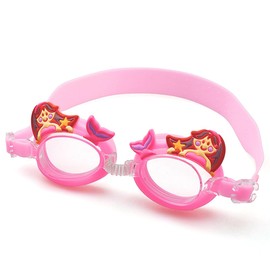LuLiyLdJ Children's Swimming Goggles, Diving Goggles for Boys and Girls, Anti UV Protection, No Leak Swimming Goggles, Anti-Fog Waterproof Swimming Goggles, Pink Mermaid, Pack of 1