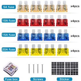 Gebildet 6-Way Fuse Holder, DC 12V-32V 150Amp Standard Fuse Block with LED Indicator + Waterproof Protective Case + 16pcs Fuse for Car Marine Boat Trike