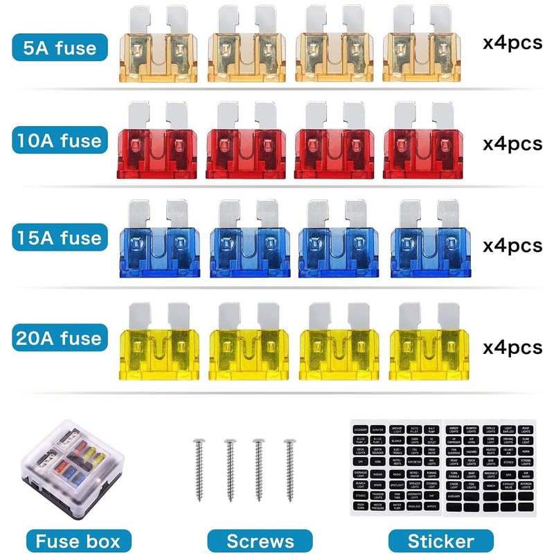 Gebildet 6-Way Fuse Holder, DC 12V-32V 150Amp Standard Fuse Block