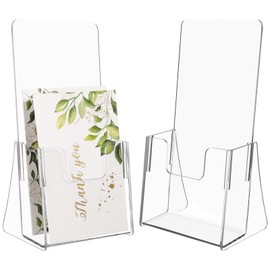 2pcs Acrylic Brochure Display Stands Transparent Pamphlet Holder for Magazines Menus Literature Compact Sturdy Easy to Install Office Storage