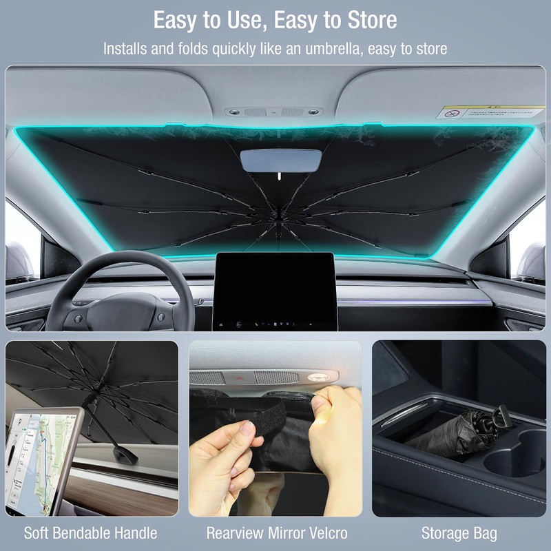 INSAUTO Windshield Sun Shade Umbrella for Subaru Forester 2019-2025, Foldable