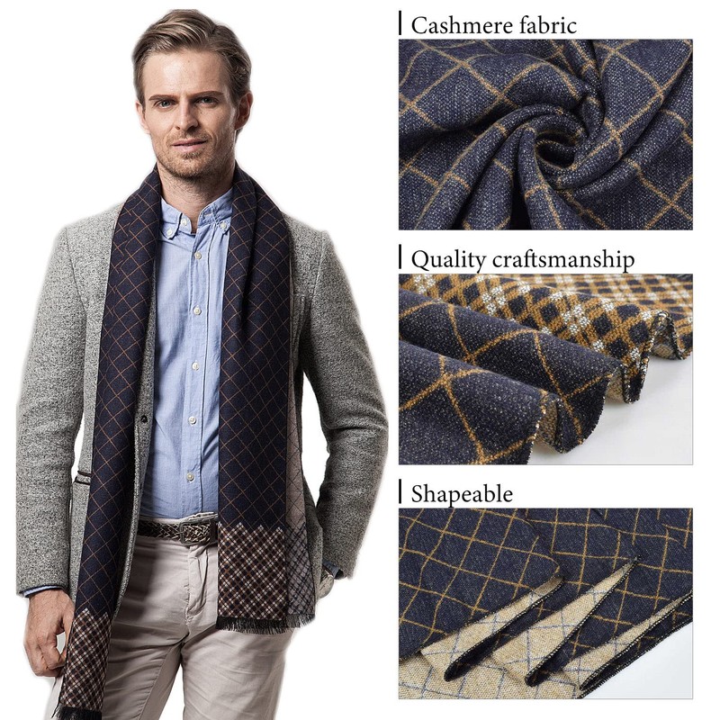 Tuopuda Men's Classic Super Soft Luxurious Cashmere Feel Winter Scarf