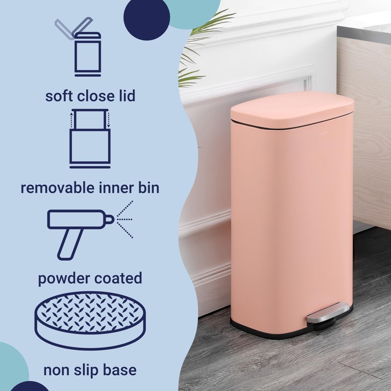 happimess HPM1011F Curtis 8-Gallon Step-Open Trash Can, Fingerprint Resistant, Modern,