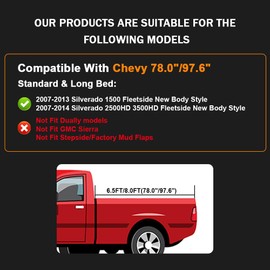G-PLUS Fender Flares, Fit 2007-2013 Chevy Silverado 1500/2007-2014 Silverado 2500HD 3500HD, 78.0"/97.6" Long Bed