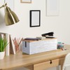 Large Cable Management Box, White Washed Wood Cord Organizer Box