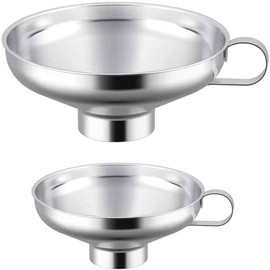 Pack of 2 Canning Funnels, Stainless Steel Jam Funnel, Wide Neck Funnel, Kitchen Stainless Steel Wide Neck Funnel Set for Transferring Liquid, Powder, Beans and Jam (Small and Large)