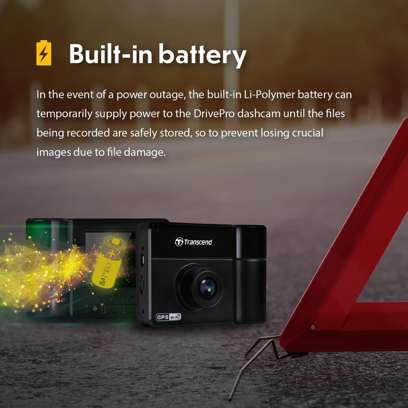 Transcend 64GB, Dual 2K+1080P Dash Cam Front and Rear Inside,