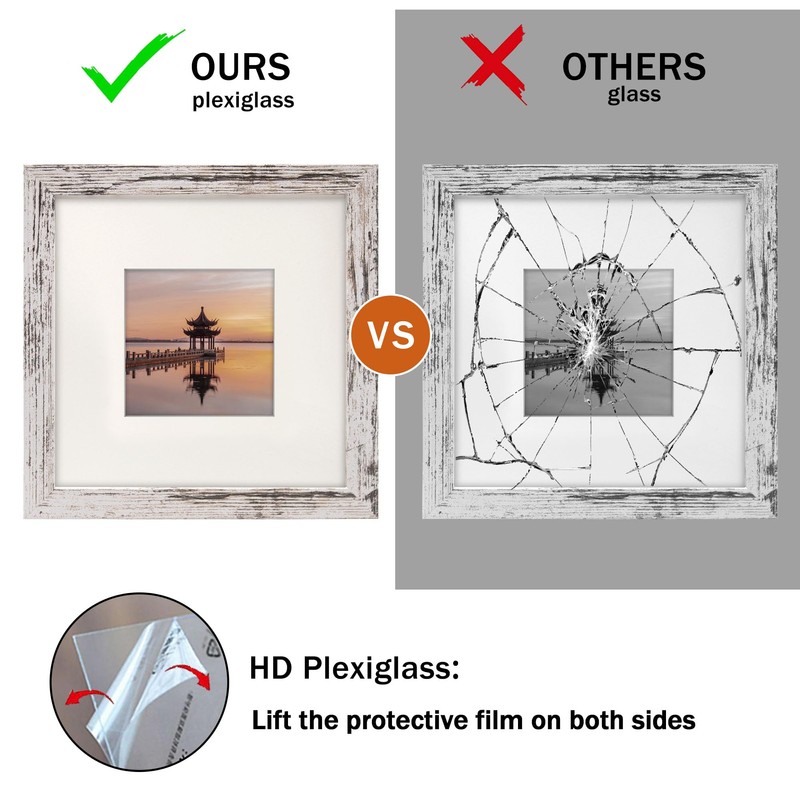 NDUFOA 8x8 Picture Frame, Display Photos 4x4 with Mat or