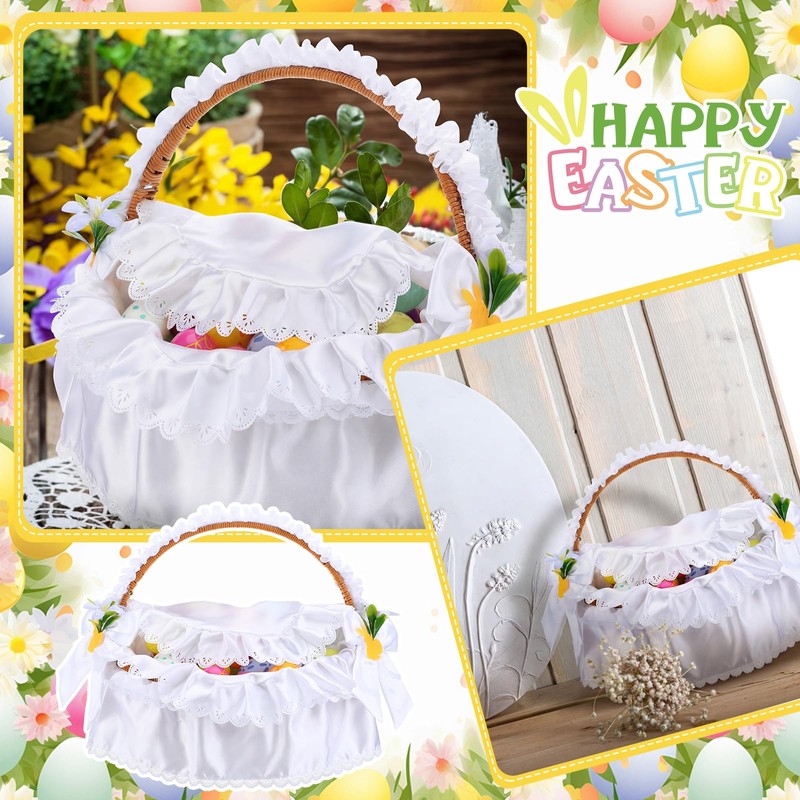 6 Pcs Orthodox Easter Basket Covers Kit 1 White Lace