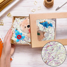 WELANE Crinkle Cut Paper, 100g Shreds Raffia Gift Filler Papers for DIY Gift Wrapping & Basket Filling (Iridescent)