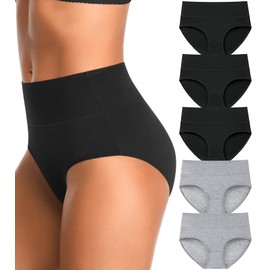 IROCUE Womens Underwear Cotton High Waisted Postpartum Full Coverage Panties Ladies Strech Soft Briefs Tummy Control Underwear Multipack-M