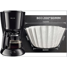 Basket Filter Coffee Filter for Beem, Phillips, Cuisinart, Gastroback, Pack of 100 80/200 mm Waste Paper Filter Basket Filter (White)