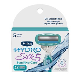 Schick Women's Razor Blade Refills, Hydro Silk 5 Sensitive care, 4 Count (Packaging May Vary)