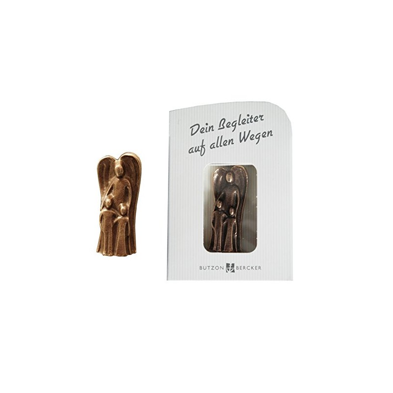 Schutzengel mit zwei Kindern Handschmeichler aus Bronze, Höhe 5,5 cm