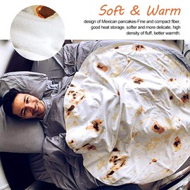 HINATAA Burrito Blanket, Multifunction Giant Tortilla Towel Soft Office Blanket, Perfectly Round Tortilla Beach Towel, Comfort Wrap Blanket, a Funny Gift for Women and Man (A, 60 inch)