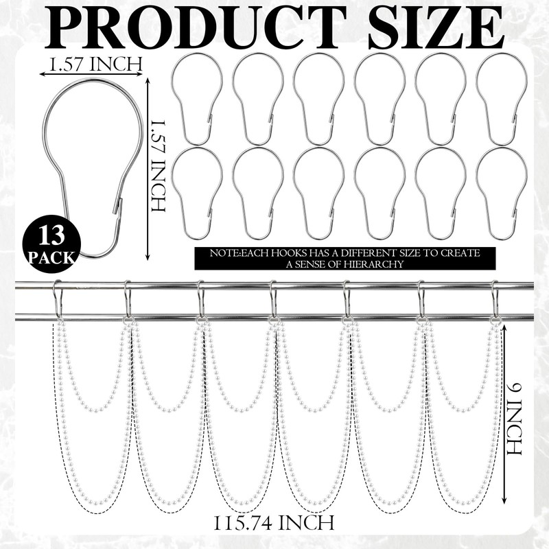 12 Pcs Shower Curtain Hooks with Double Layer Shower Curtain