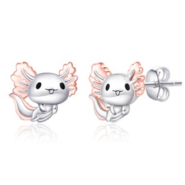 925 Sterling Silver Axolotl Cow Koala Earrings Cute Animal Stud Earrings Animal Lovers Jewelry Gifts for Women Teens Birthday Gift (Axolotl)