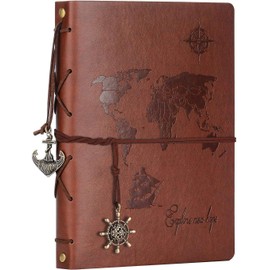 ZEEYUAN Photo Album Scrapbook World Map DIY Scrap Book Leather Album Scrapbook 60 Pages Vintage Memory Book for Birthday Valentines Anniversary