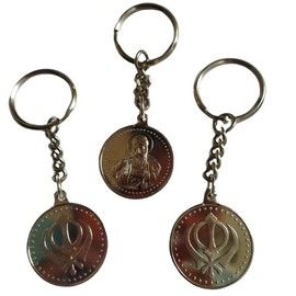 Bro Mart Sikh Coin Keychain Double Side Guru Nanak And Khanda keychain, Keyring SIKH RELIGIOUS Guru Nanak Khanda Religious Coin (Pack Of 3)