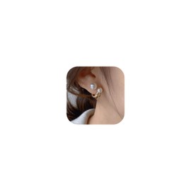 Pearl Earring for Women Gold Pearl Hoop Earrings Twisted Crystal Pearl Stud Earrings Long Tassel Dangle Earrings for Women Trendy Stuff Party Prom Wedding Jewelry Gifts