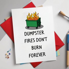 Podagree Funny Dumpster Fire Don't Burn Card for Coworker Christmas Coworker Gifts Thank You For Your Support Card for Boss Coworker Bosses Day Appreciation Cards