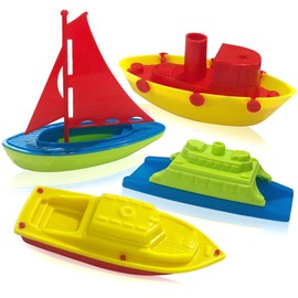 ArtCreativity Toy Boats for Water Play, (4 Pack), Pool Toys for Toddlers 3-5, Floating Toddler Pool Toys, Plastic Sailing Toy Boats for Bathtub, Summer Beach Toys, Cute Party Favors for Boys & Girls