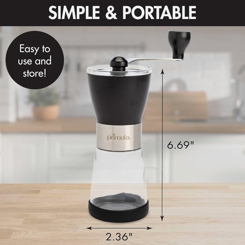Primula Manual Adjustable Burr Coffee Grinder-Ceramic Mill & Brushed Stainless