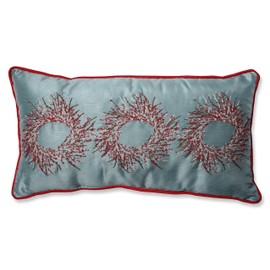Pillow Perfect Christmas Wreaths Lumbar Pillow, 10" x 18", Silver/Red