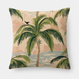 Retro Palm Tree Throw Pillow Cover 24x24 Inch Tropical Cushion Cover