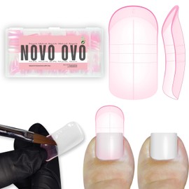 NOVO OVO 300 Pcs Toe Nail Dual Forms for Poly Gel Toenail Extension, PINK, Reusable Molds for Polygel Builder Hard Gel Acrylic French Tip Toenails, for Nail Art Salon Pedicure & DIY at Home 15 sizes