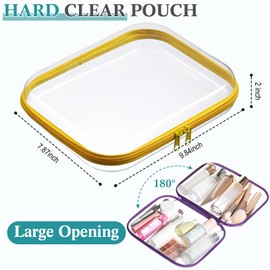 Sanwuta 6 Pcs Clear Hard Zipper Case Pencil Pouches Hard Plastic Zipper Pouches Makeup Bag Transparent Cases for Snacks Plastic Storage Organizer Box for Travel
