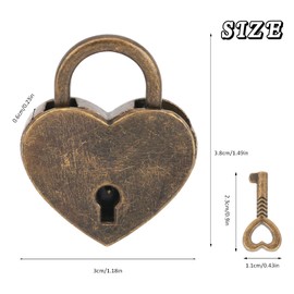VerRich 3 Pcs Mini Padlock Vintage Bronze Heart Shaped Lock for Diary Book Wedding,Hand Bags,Jewelry Box
