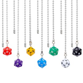 DICOSMETIC 7 Colors Ceiling Fan Pull Chain Extenders Acrylic Dice Pull String Extension 7Pcs Colorful Light Pull Chain Dice Charms with Ball Chain for Fan Wall Lamp Home Decor