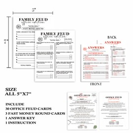 Tuyashua Office Party Feud Games, Work Party Games, Team Building Group Office Game, Great for Coworker Game or Adult Trivia Game - 30 Office Feud Cards and 3 Fast Money Round Cards (02)