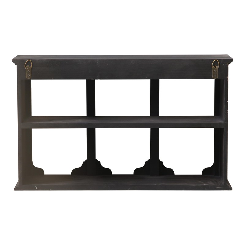 SOFE Distressed Black Floating Shelf with Carved Accents, 3-Tier Wall