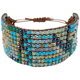 Joop Joop - Pulsera de abalorio de Bohemio Hecha a Mano con Apertura Deslizante Azul
