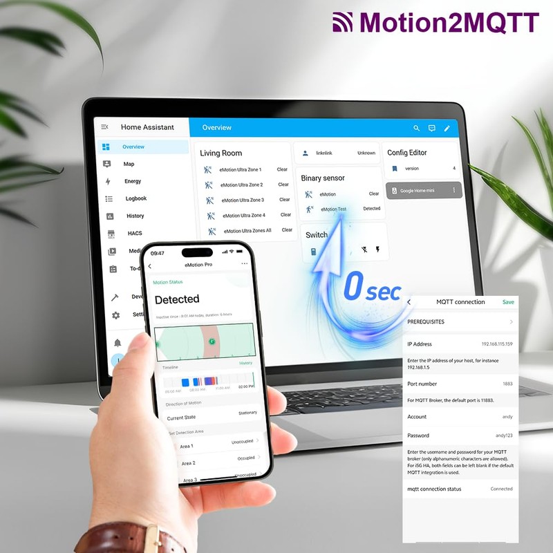 LinknLink Emotion Pro Presence Sensor, 24 GHz mmWave Radar, Motion2MQTT