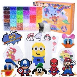 10600+ Cuentas y Abalorios Plásticos Cuentas para Planchar, JAYLEN 36 Colores, 5MM Juego de Cuentas para Plancar para Manualidad Kit de Cuentas de Fusible, DIY Art Craft con 4 tableros, 60 patrones + 30 patrones de papelEl mejor regalo de juguetes de cump