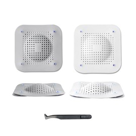 Hair Catcher Silicone Shower Drain Protector, Raised Square Shower Drain Covers with Suction Cup, Easy to Install Suit for Bathroom Bathtub,Kitchen 4 Pack (Grey White)