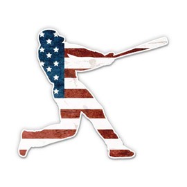 Squiddy Baseball Player American Flag - Vinyl Sticker Decal for Phone, Laptop, Water Bottle (2.5" Wide)