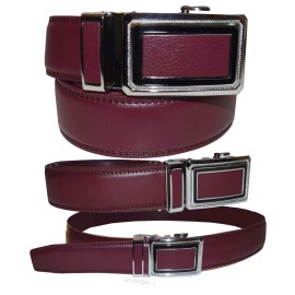 Unbranded Burgund Leather Men’s Belt XL Automatic lock Dress / Casual belt adjustable belt