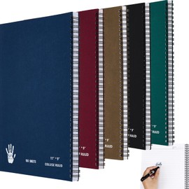 Henoyso 5 Pcs Jumbo Left Handed Notebook 100 Sheets/200pages Left Handed Workbook 11 x 9 Inches Spiral Notebook Lefty Notebooks for Easier Lefty Use Supplies(Elegant Color)