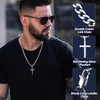 Besteel 925 Sterling Silver Cross Necklace Beveled Edge for Men