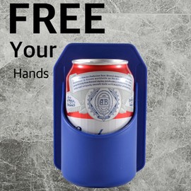 Ueeksry Wall-Mounted Shower Beer Holder, Portable Shower Drink Cup Bottle Holder for Beer Can and Beveage, Multifunctional Wall-Mounted Holder, Free Your Hands - Blue