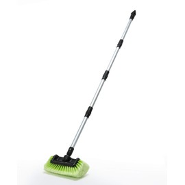 Car Wash Brush 11" with Long Handle with Soft Bristle Scrub Brush for Car, Truck, Boat, RV, House Siding, Deck Camper Exterior Washing Cleaning Green