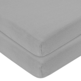 Dudu N Girlie Crib Fitted Sheets 40x90cm - Crib Sheets 100% Cotton Jersey -Hypoallergenic Pram Sheets Breathable Easy Care - Cradle Fitted Sheets (Pack of 2, Grey)