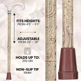 Royal RC Canes Creme Pearlz Designer Adjustable Cane