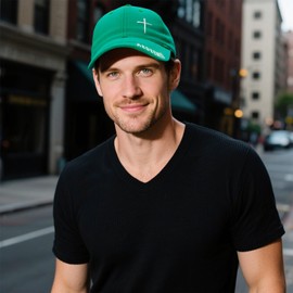 LIRUHOXA Christian Hat for Men & Women, Embroidered Cross Jesus Hat, Christians Baseball Cap Religious Faith Gifts Green